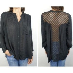 Free People • "The Best Button Down Blouse" Black